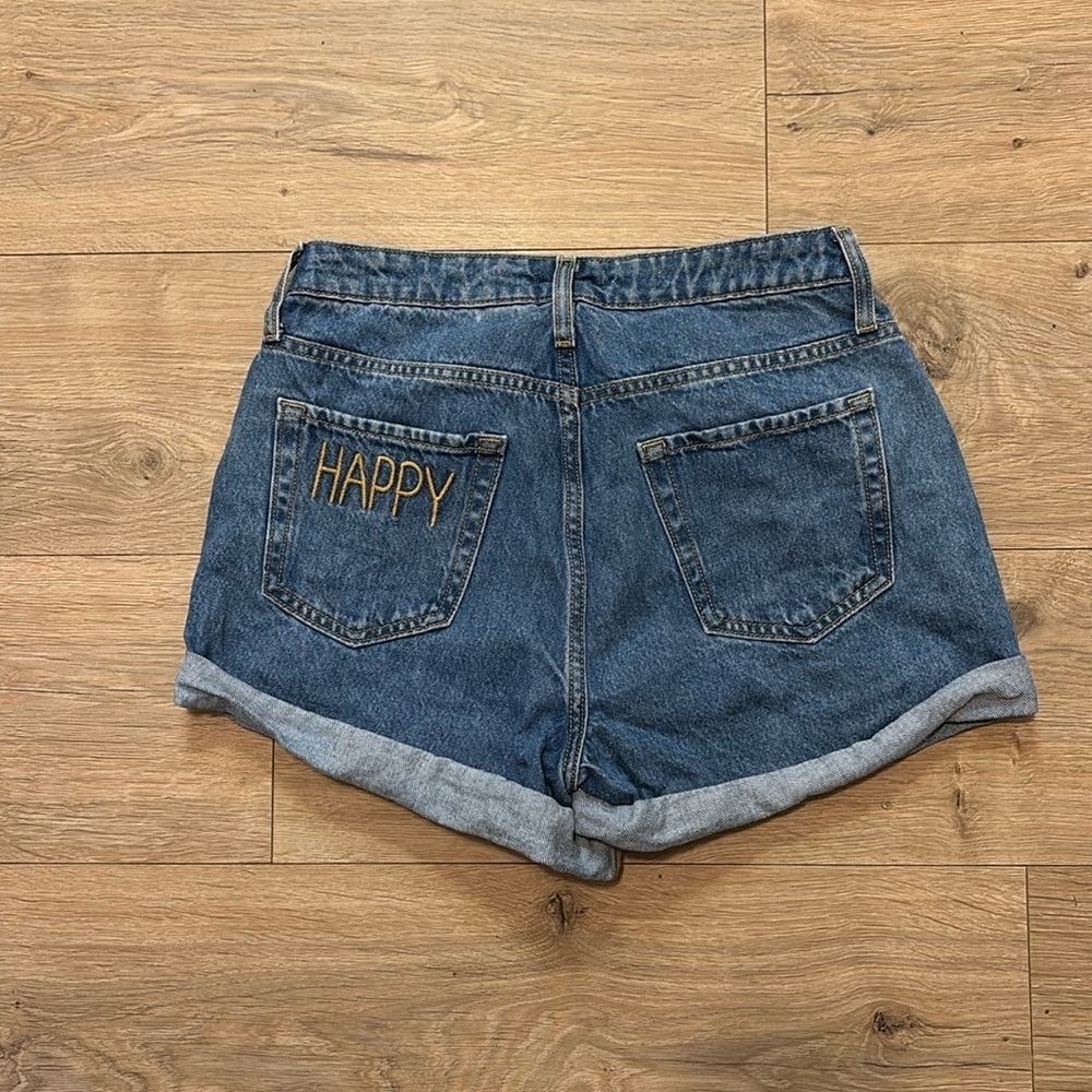 Wild Fable Highest Rise Mom Shorts with embroidered “Happy” on butt - Picture 1 of 2